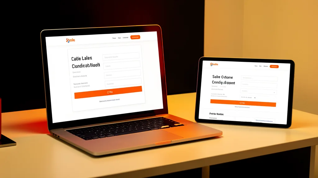 Ilustración de landing page con oferta, formulario y botón de compra