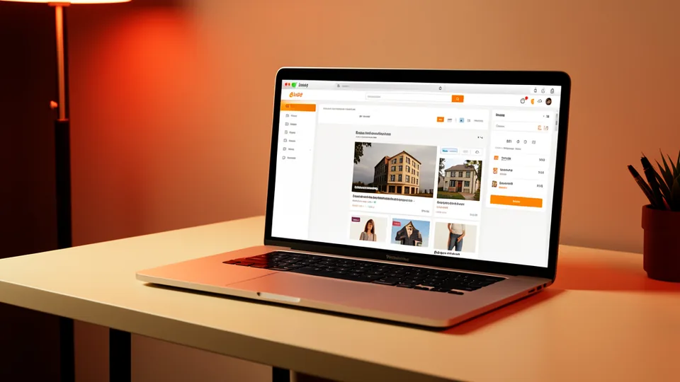 Laptop con tienda online y carrito de compra en configuración