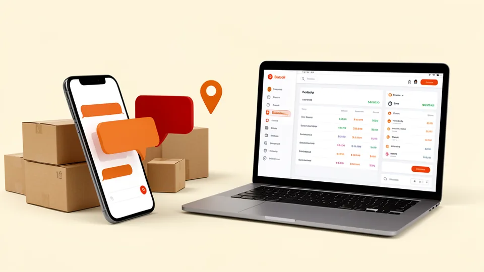 Operación logística con pedidos, soporte y ruta de entrega